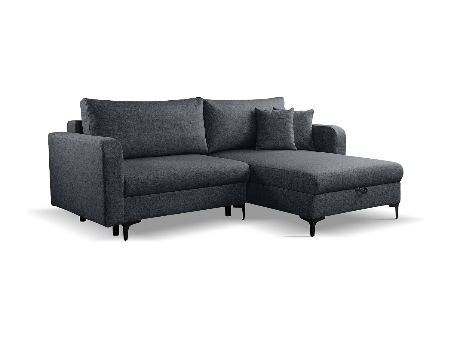 Canapé d'Angle réversible convertible avec fonction de couchage Como coffre en noir Direct fabricant, livraison et installation offertes