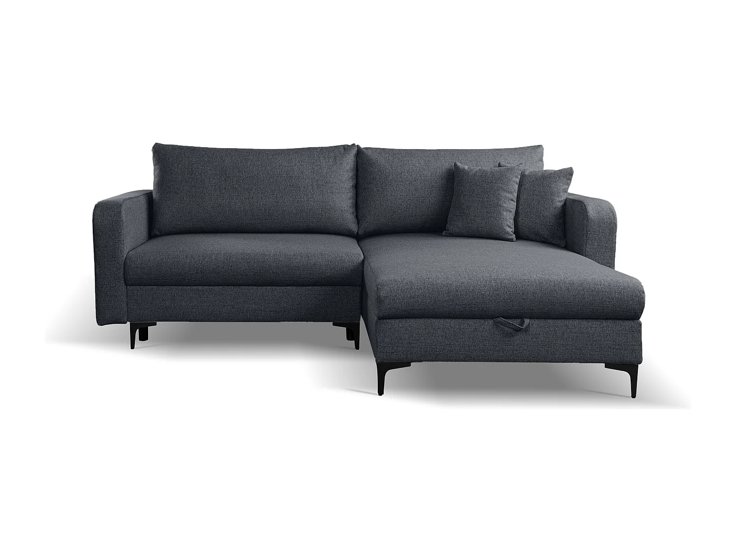 Canapé d'Angle réversible convertible avec fonction de couchage Como coffre en noir Direct fabricant, livraison et installation offertes