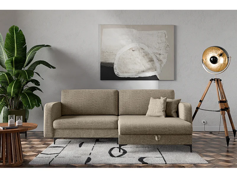 Canapé d'Angle réversible convertible avec fonction de couchage Como coffre en brun du fabricant -VINOTTI