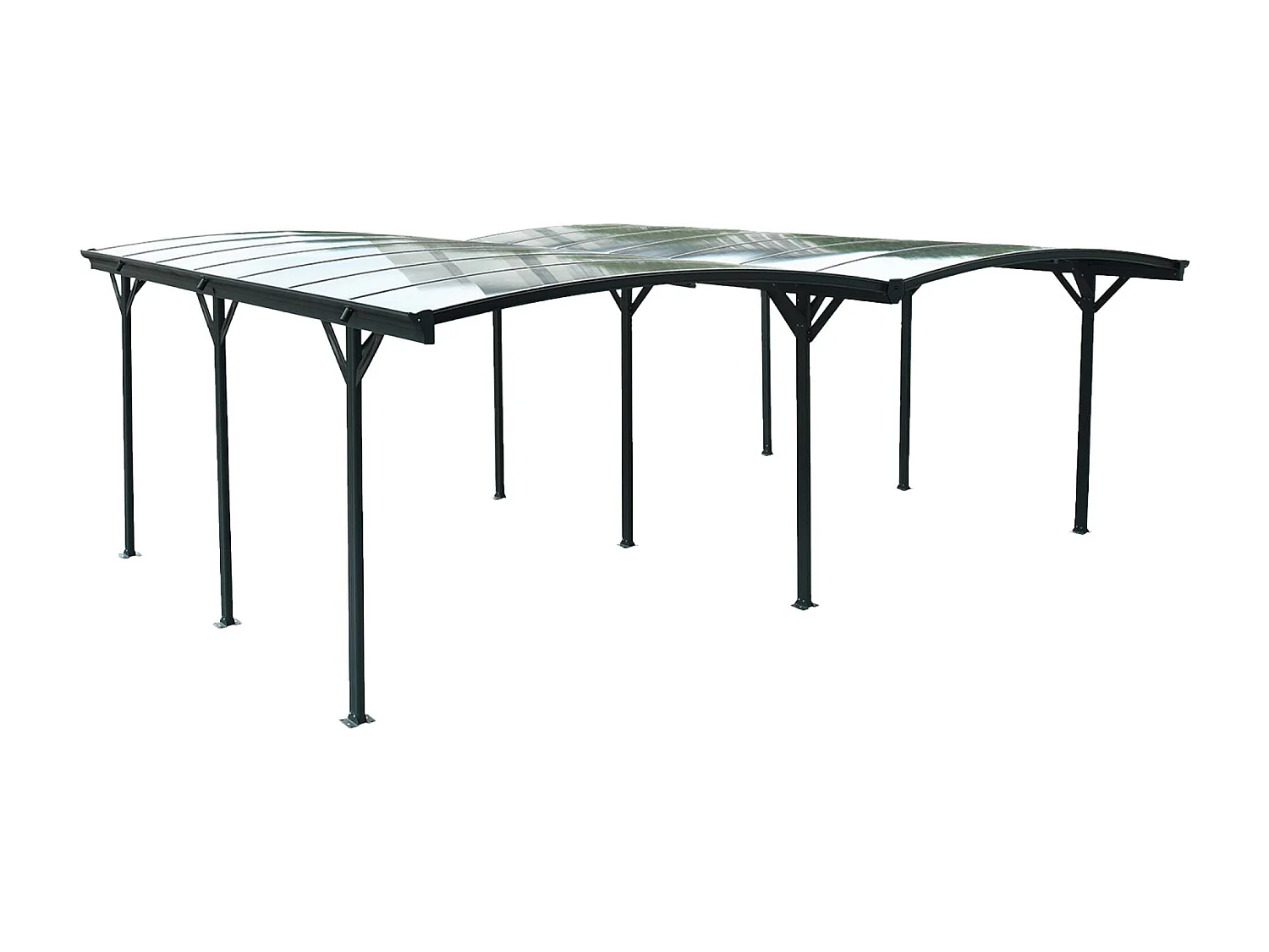 Carport avec extension 30m² aluminium anthracite et polycarbonate - Le Mans 5x6m - abri de voiture 505 x 600 x 239 cm