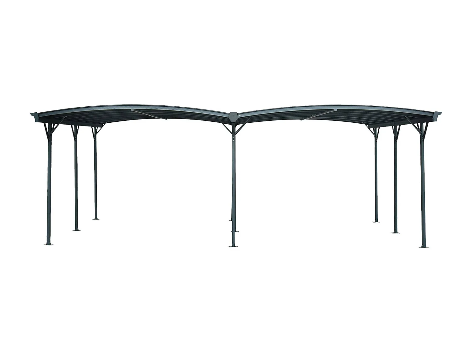 Carport avec extension 30m² aluminium anthracite et polycarbonate - Le Mans 5x6m - abri de voiture 505 x 600 x 239 cm