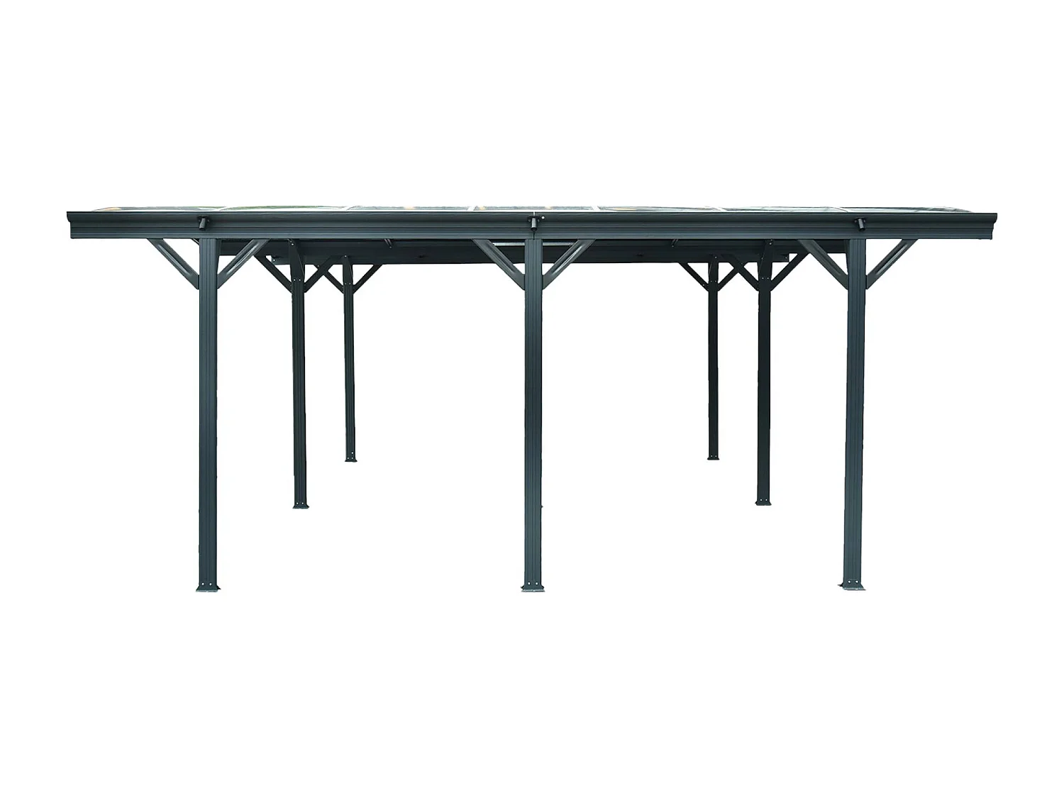 Carport avec extension 30m² aluminium anthracite et polycarbonate - Le Mans 5x6m - abri de voiture 505 x 600 x 239 cm