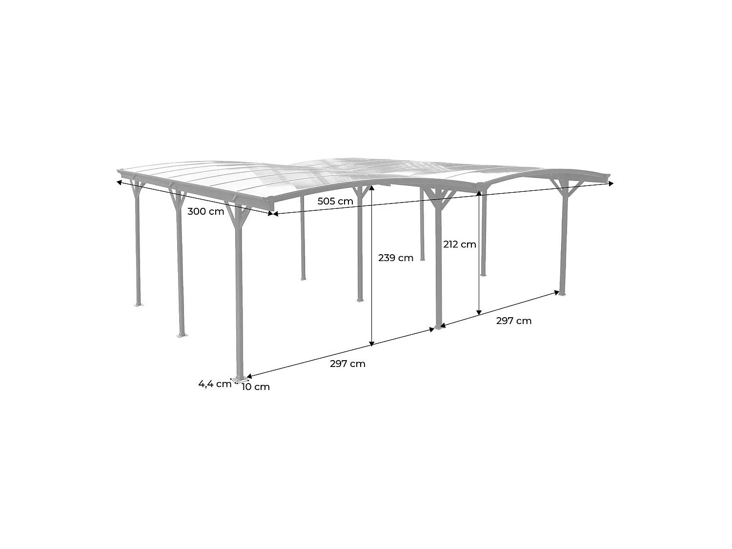 Cochera con extensión de aluminio y policarbonato 30m² antracita