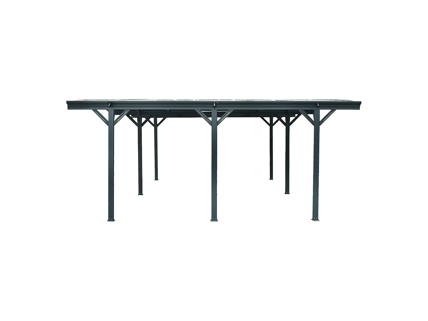 Cochera con extensión de aluminio y policarbonato 30m² antracita