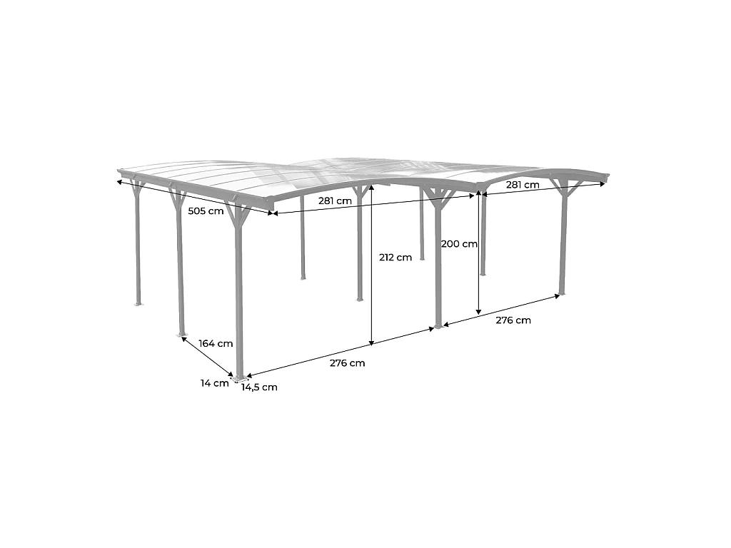 Cochera con extensión de aluminio y policarbonato 30m² antracita