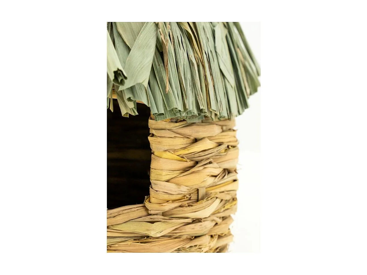 Nichoir Cylindrique à Suspendre en Paille et Bambou – Ø12 x H30 cm