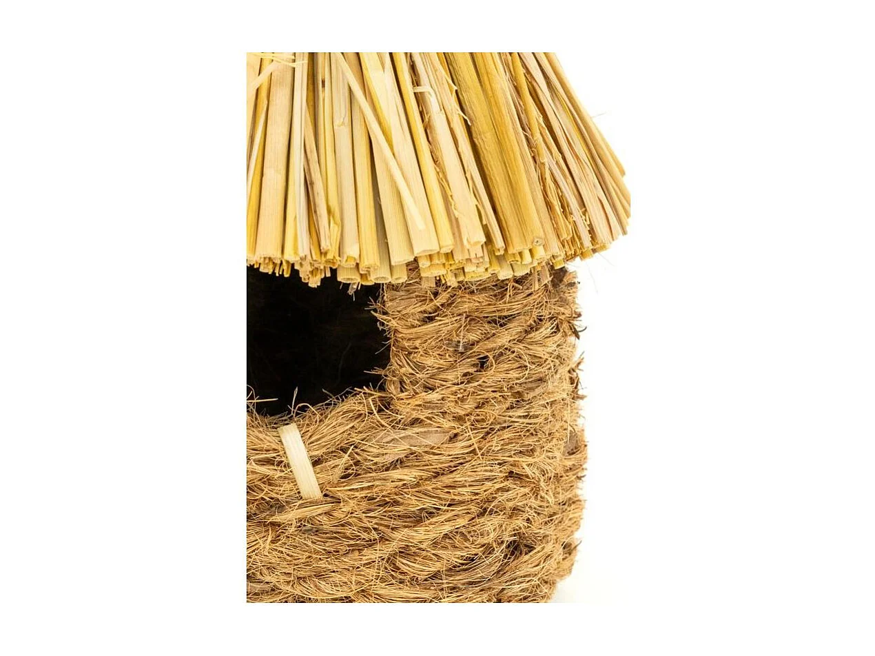 Nichoir Cylindrique à Suspendre en Paille et Bambou – Ø12 x H30 cm