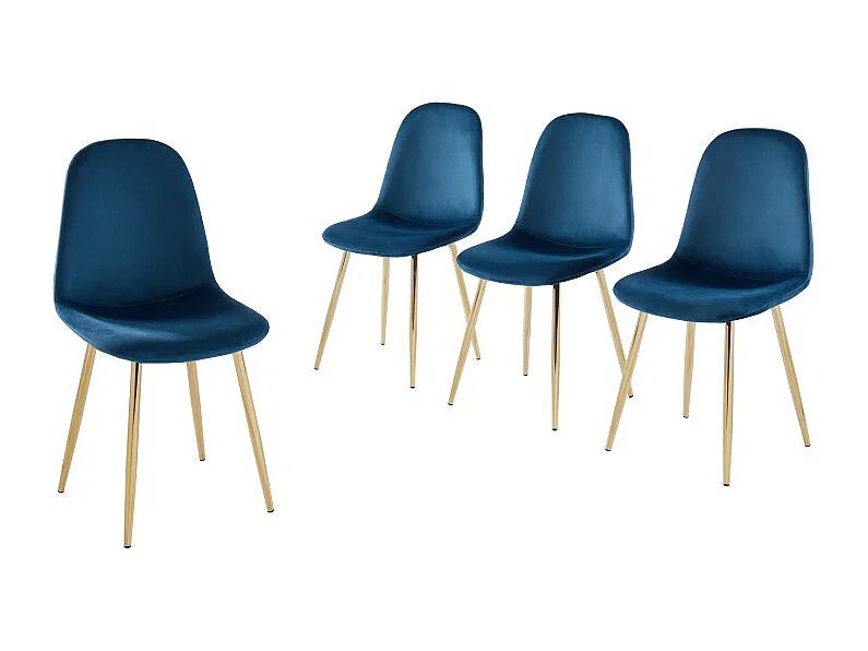 Lot de 4 chaises LENA velours bleu