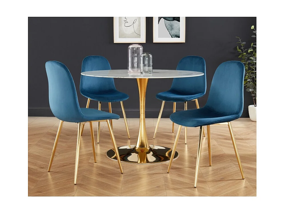 Lot de 4 chaises LENA velours bleu