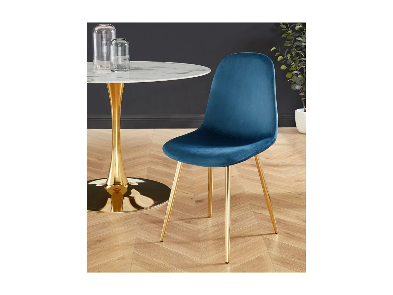 Lot de 4 chaises LENA velours bleu