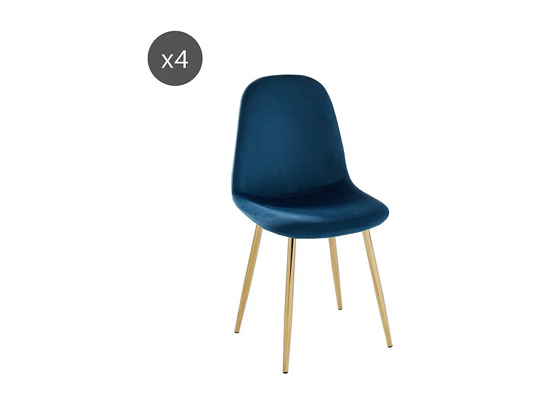 Lot de 4 chaises LENA velours bleu