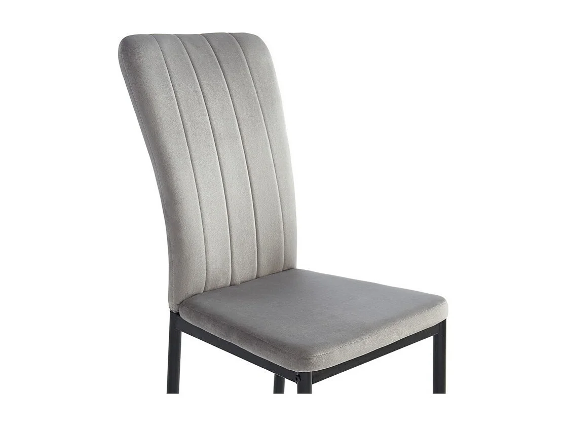 Lot de 2 Chaises PEONIE Velours Gris clair Pieds en Métal Noir