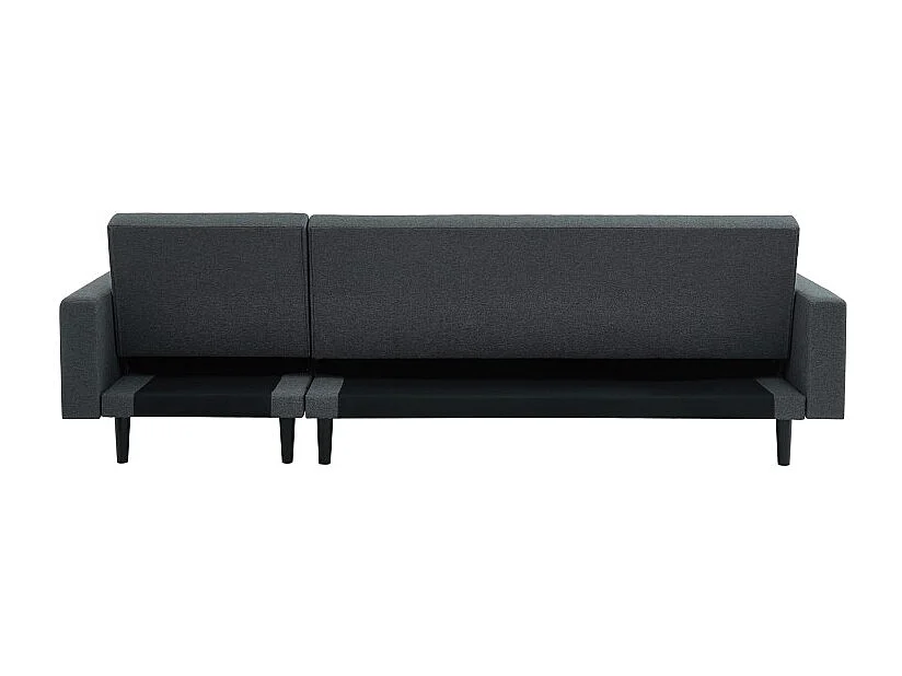 Canapé d'angle LUXURY convertible 4 places en tissu anthracite et pieds en bois avec angle réversible