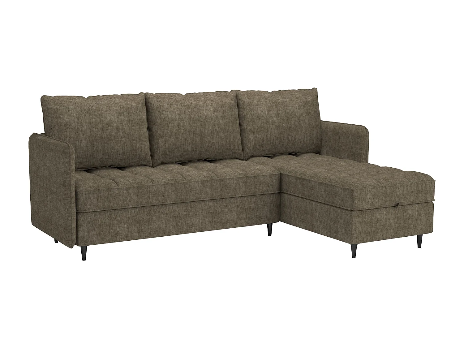 Lindhus | Canapé 3 places avec rangementMéridienne réversible en tissu marron