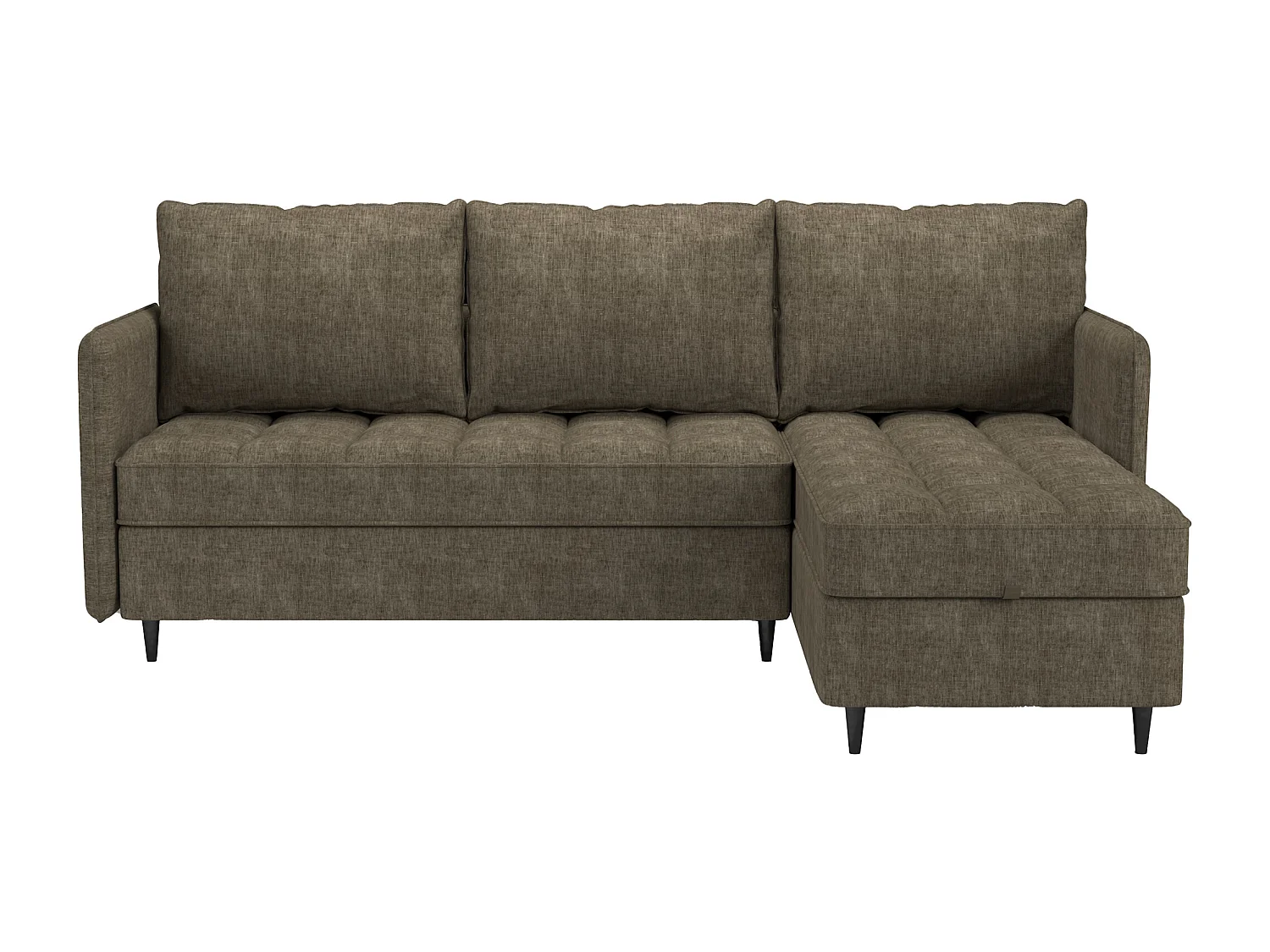 Lindhus | Canapé 3 places avec rangementMéridienne réversible en tissu marron