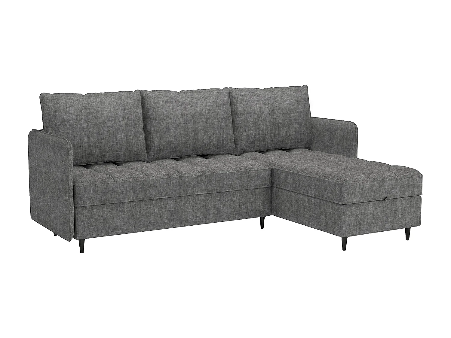 Lindhus | Canapé 3 places avec chaise longue réversible en tissu gris