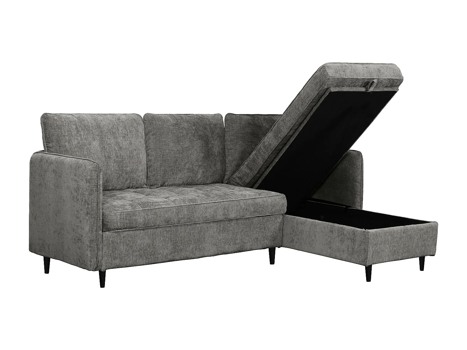 Lindhus | Canapé 3 places avec chaise longue réversible en tissu gris