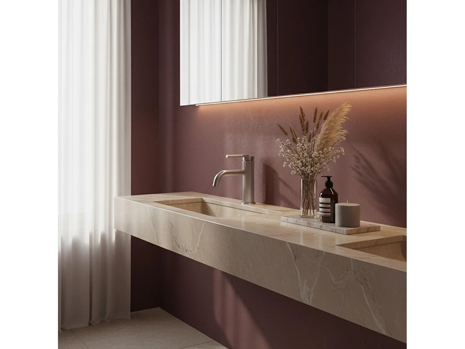 Torneira De Lavatório Embutida Rea Argon Low Brushed Nickel