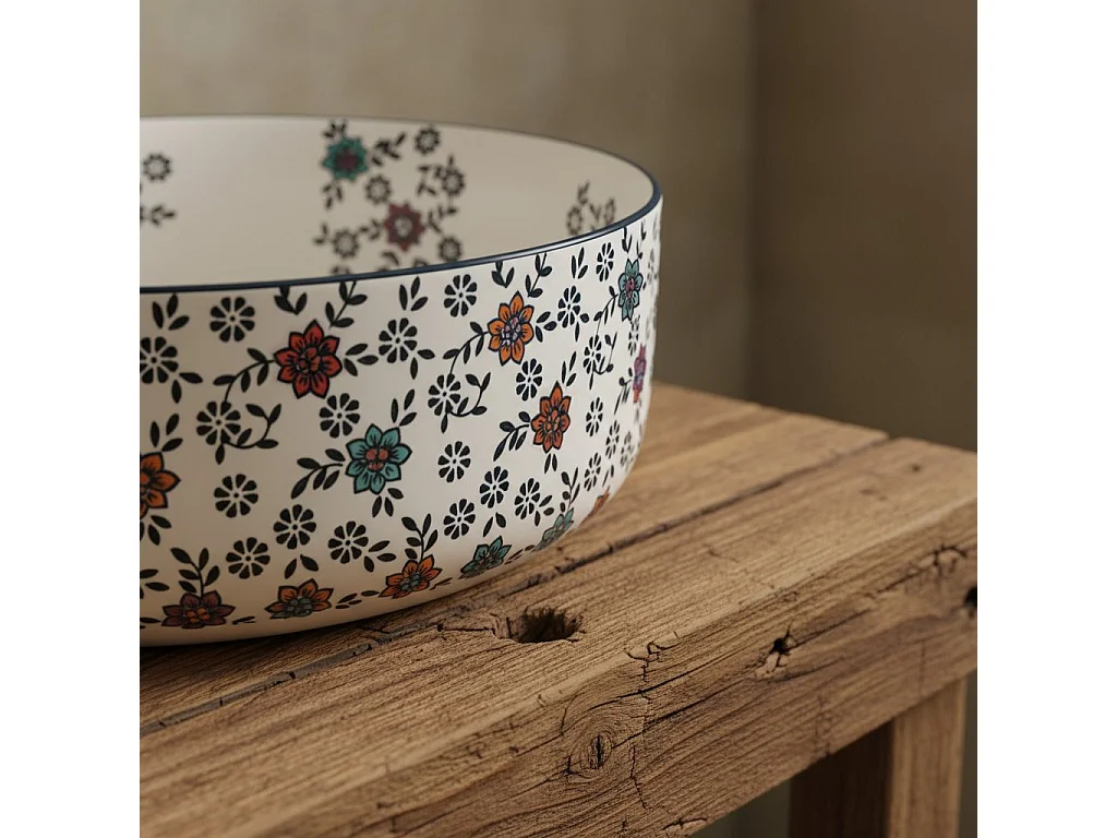 Lavabo Sobre Encimera Rea Stefania Fiori White