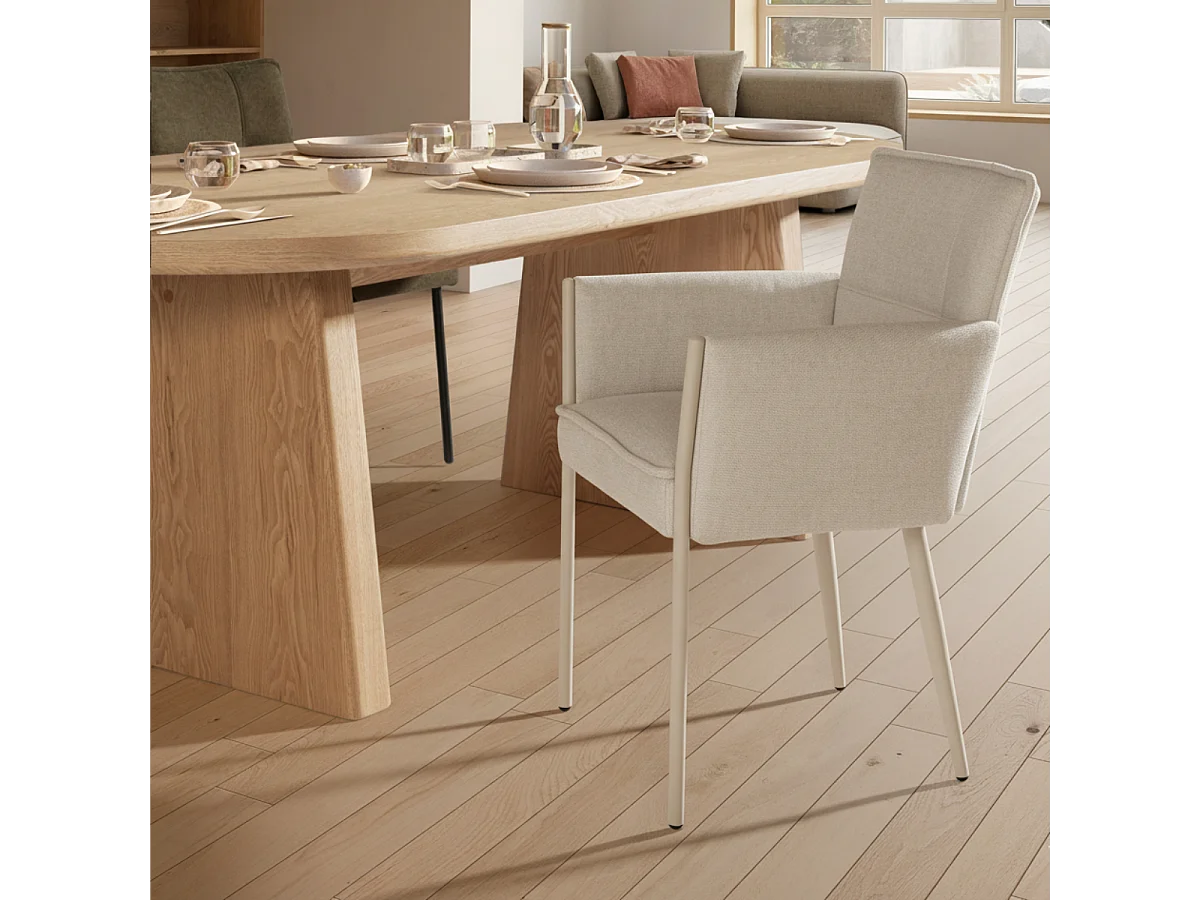 Set of 2 fabric armchairs with metal legs H85 cm - ELINA