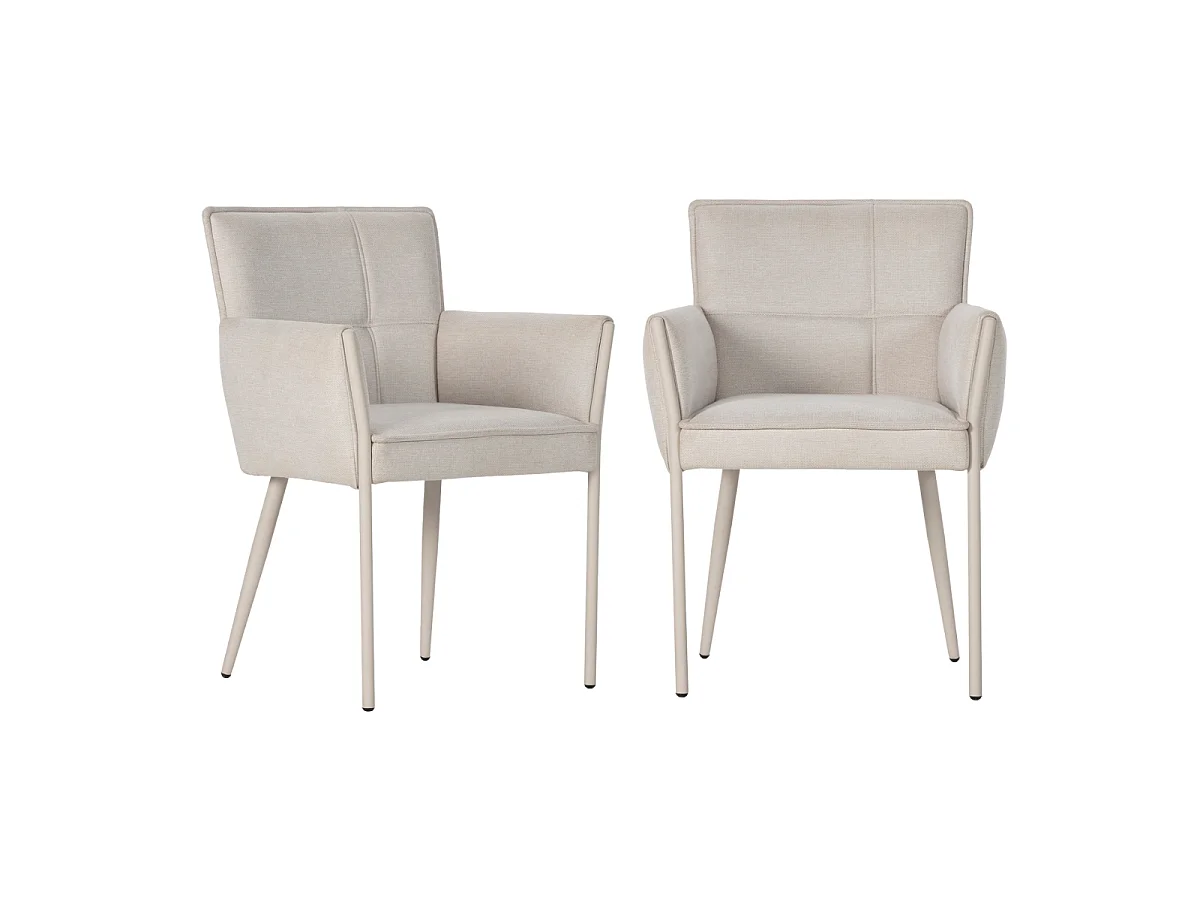 Lot de 2 fauteuils en tissu avec pieds en métal H85 cm - ELINA