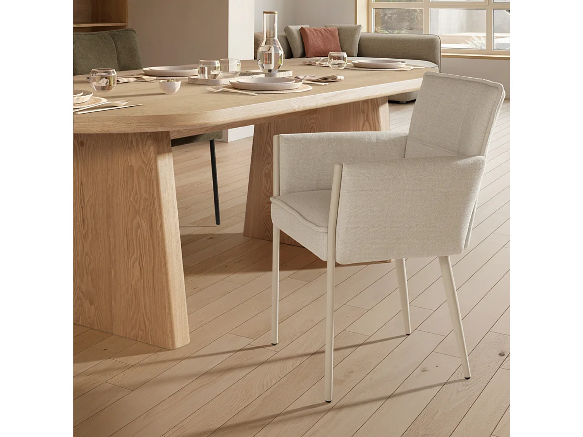 Lot de 2 fauteuils en tissu avec pieds en métal H85 cm - ELINA