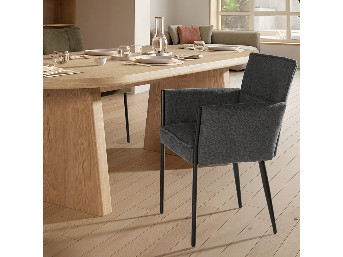 Lot de 2 fauteuils en tissu avec pieds en métal H85 cm - ELINA