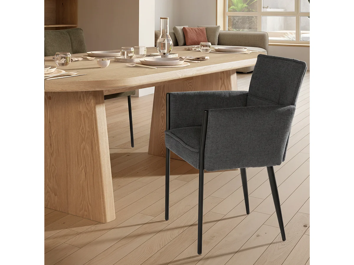 Lot de 2 fauteuils en tissu avec pieds en métal H85 cm - ELINA