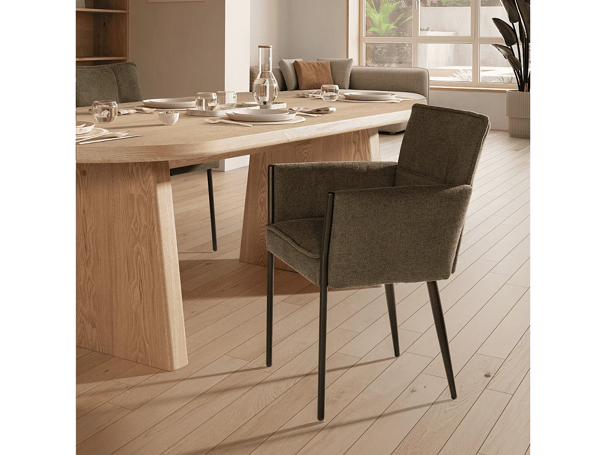 Lot de 2 fauteuils en tissu avec pieds en métal H85 cm - ELINA