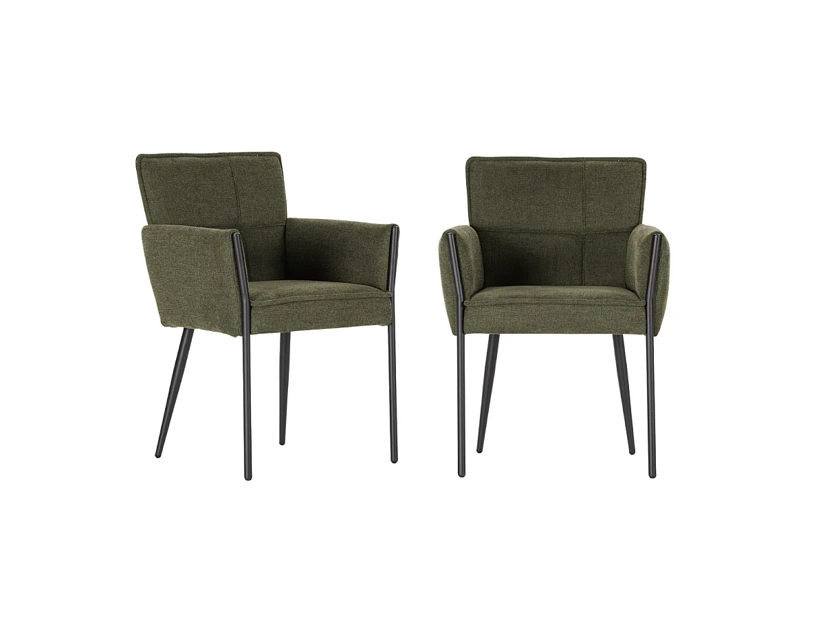 Lot de 2 fauteuils en tissu avec pieds en métal H85 cm - ELINA