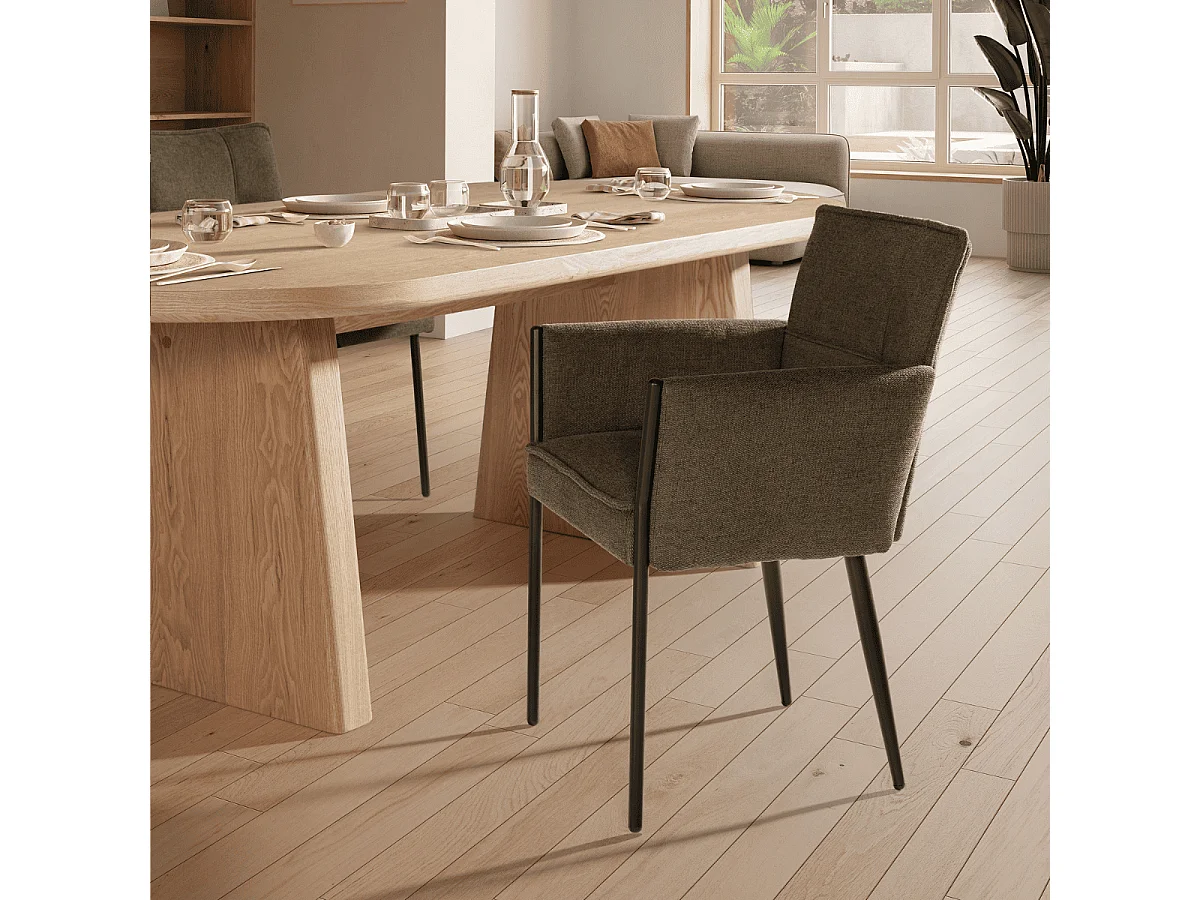 Lot de 2 fauteuils en tissu avec pieds en métal H85 cm - ELINA