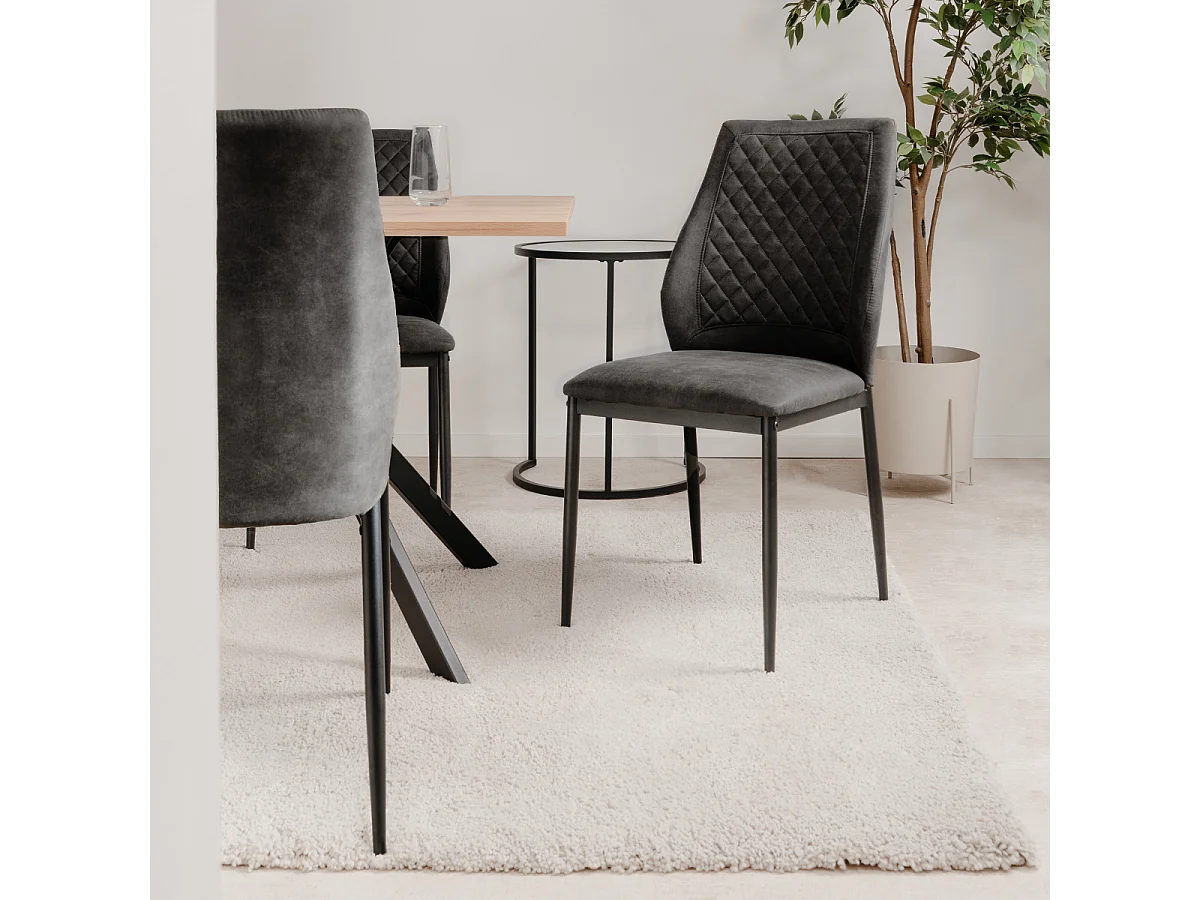 4er Set Stoffstühle mit Metallgestell H90 cm - SAELA