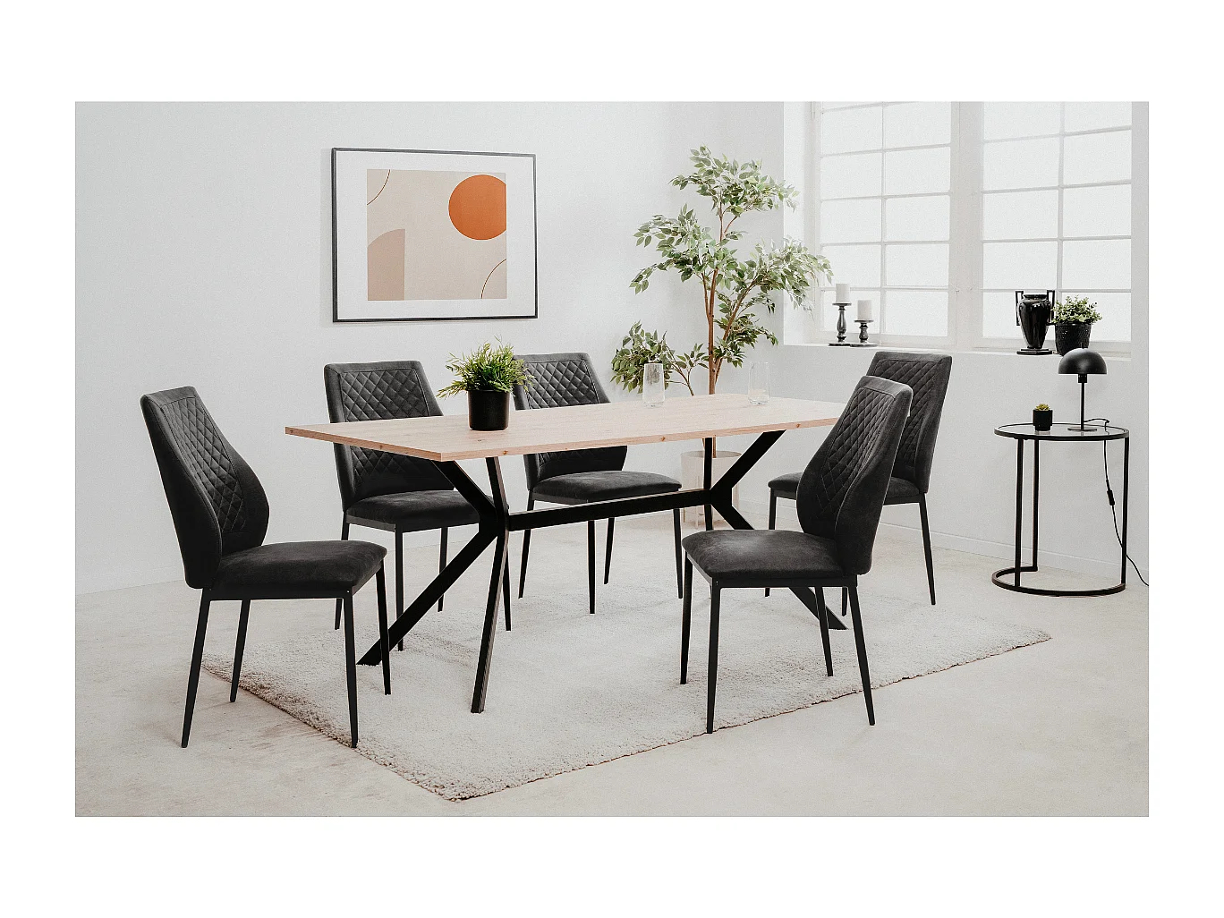 4er Set Stoffstühle mit Metallgestell H90 cm - SAELA