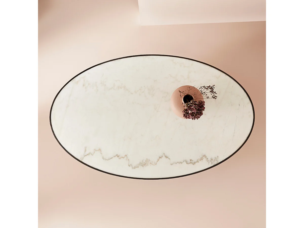 Table basse ovale en marbre blanc TULIPE