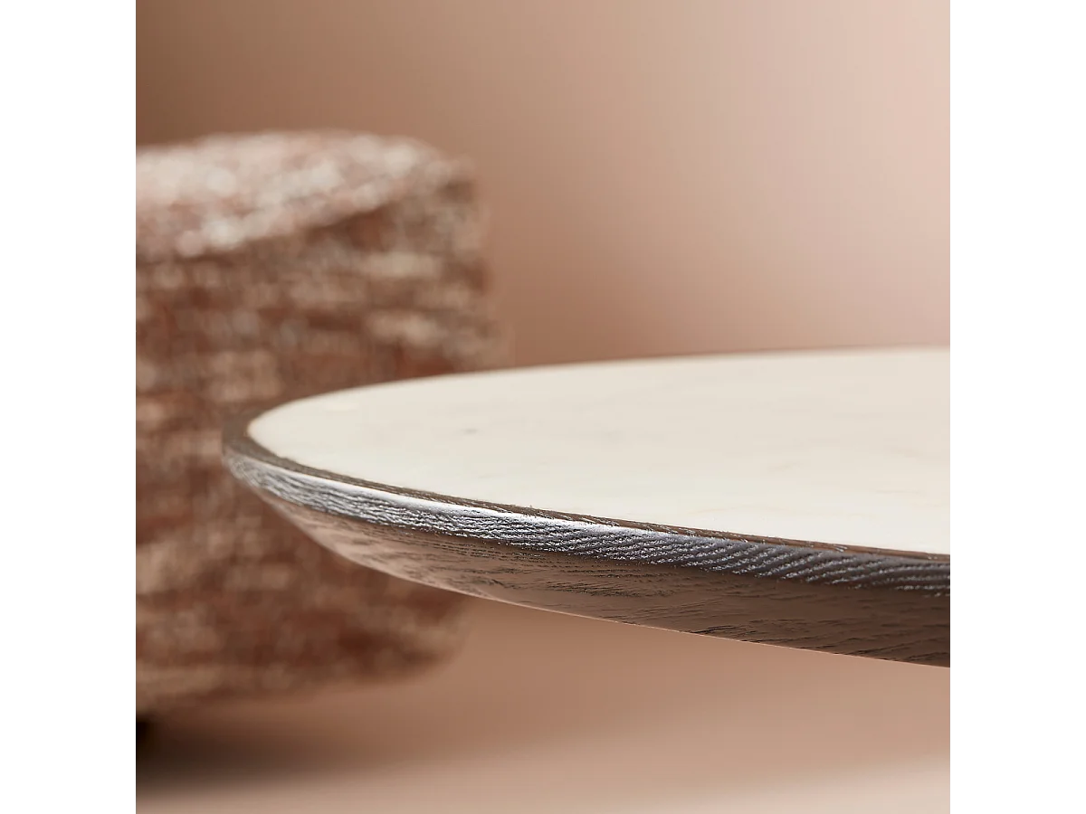 Ovale salontafel van wit marmer - TULIPE