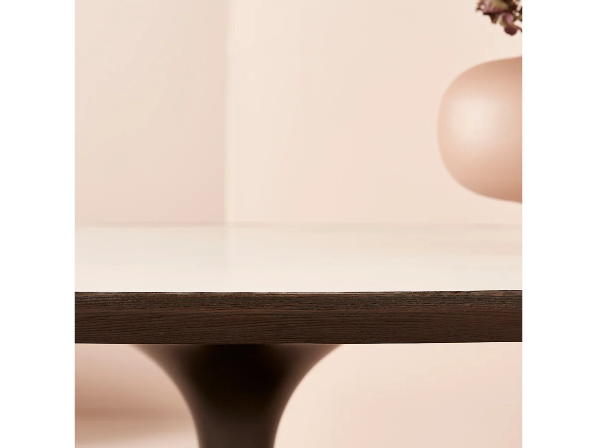 Ovale salontafel van wit marmer - TULIPE