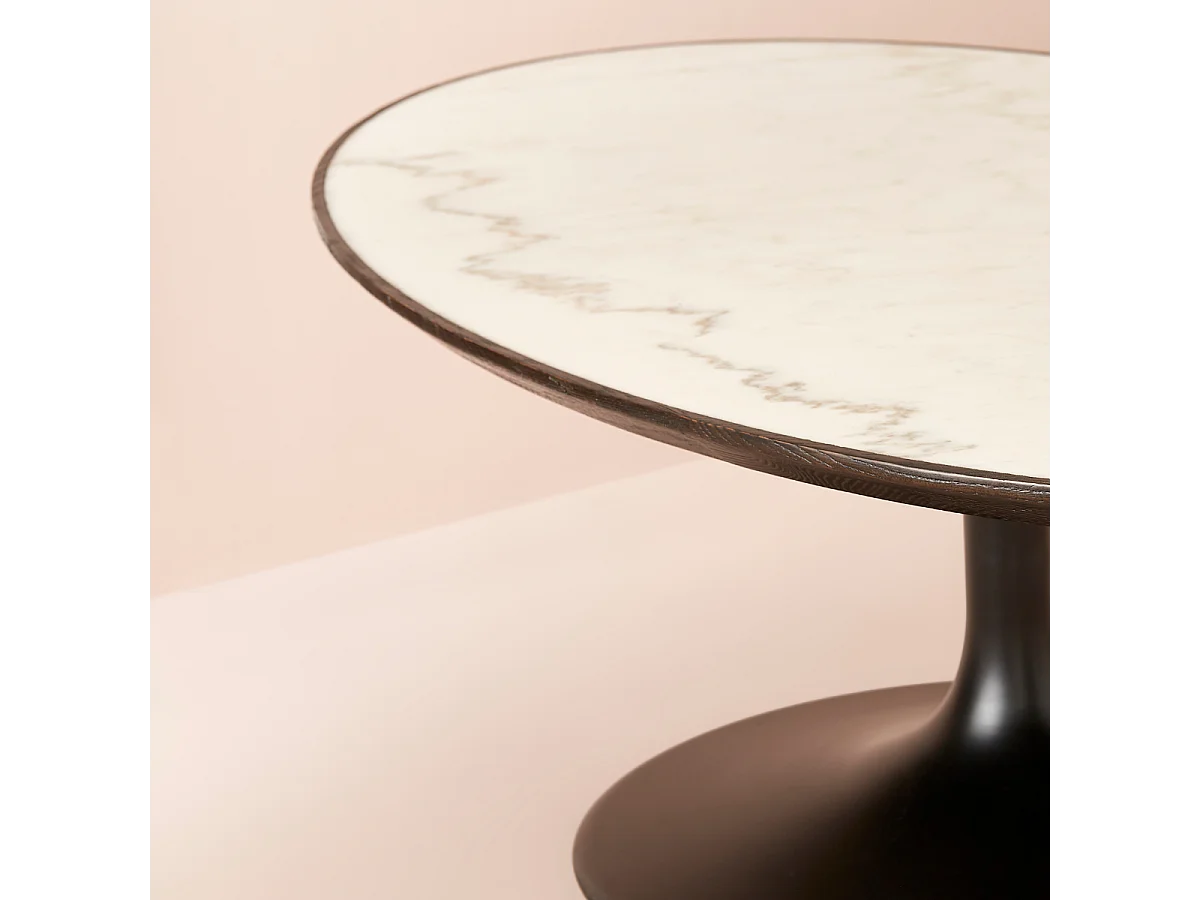 Ovale salontafel van wit marmer - TULIPE