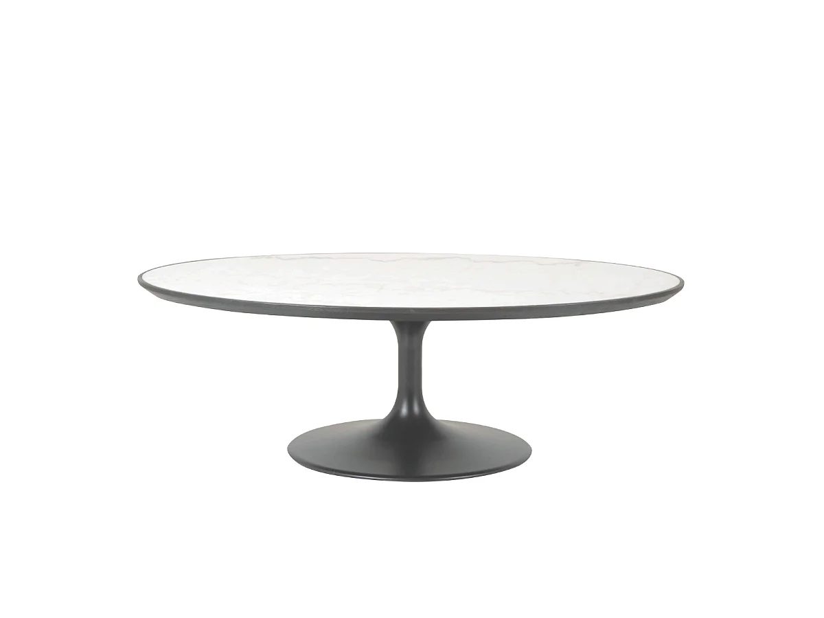 Ovaler Couchtisch aus weißem Marmor - TULIPE