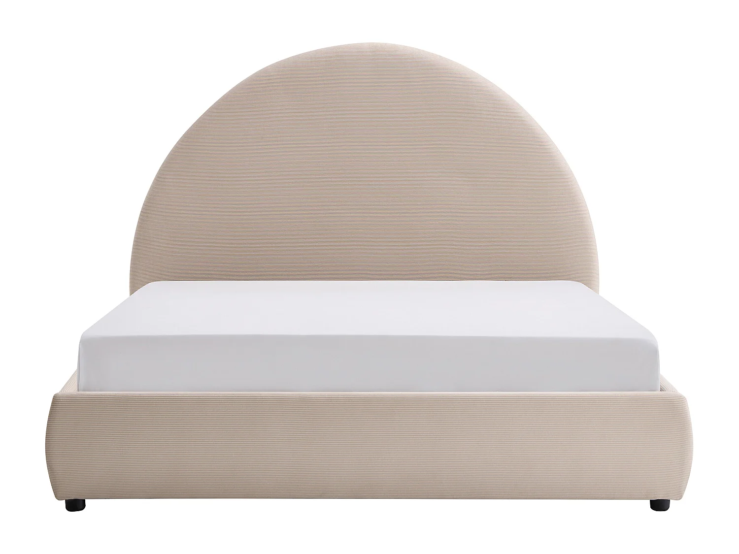 Lit coffre 160 x 200 cm - Velours côtelé - Beige - LIRIMO