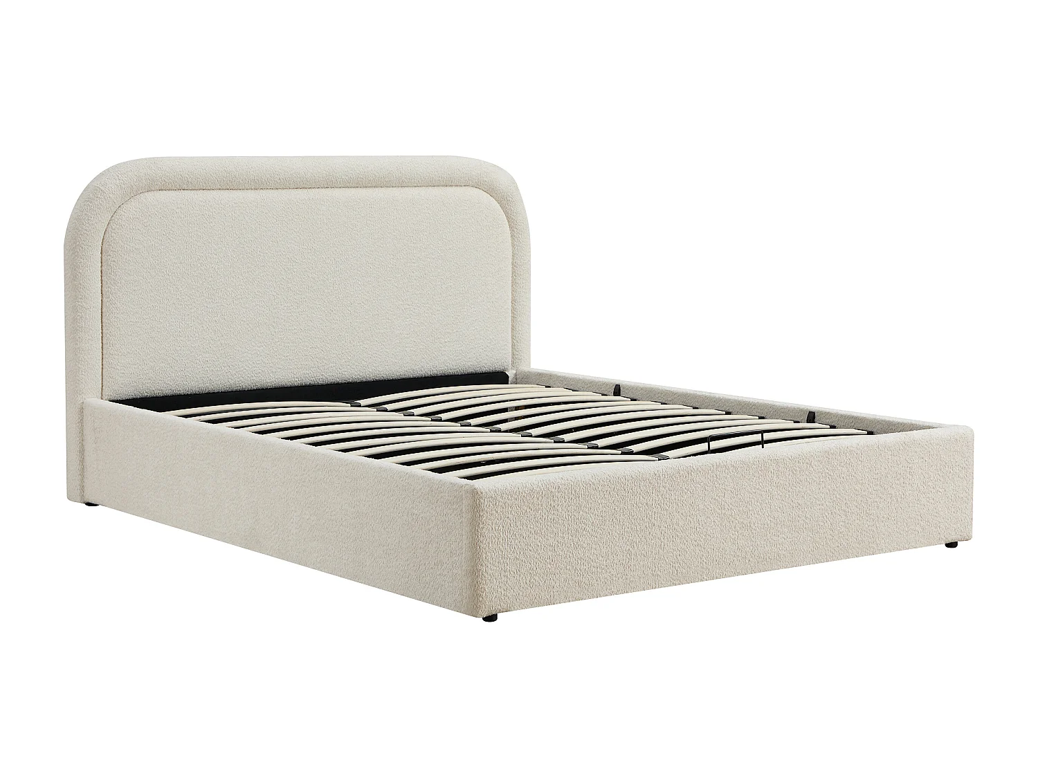 Lit coffre 160 x 200 cm - Tissu bouclette - Beige – FIDOZIA
