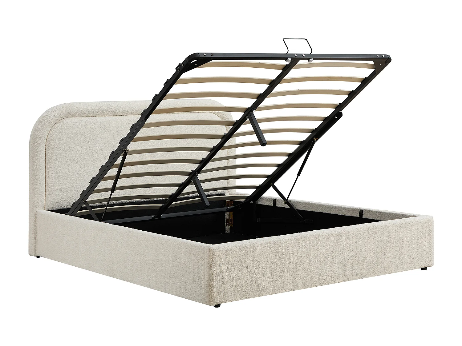 Lit coffre 160 x 200 cm - Tissu bouclette - Beige – FIDOZIA