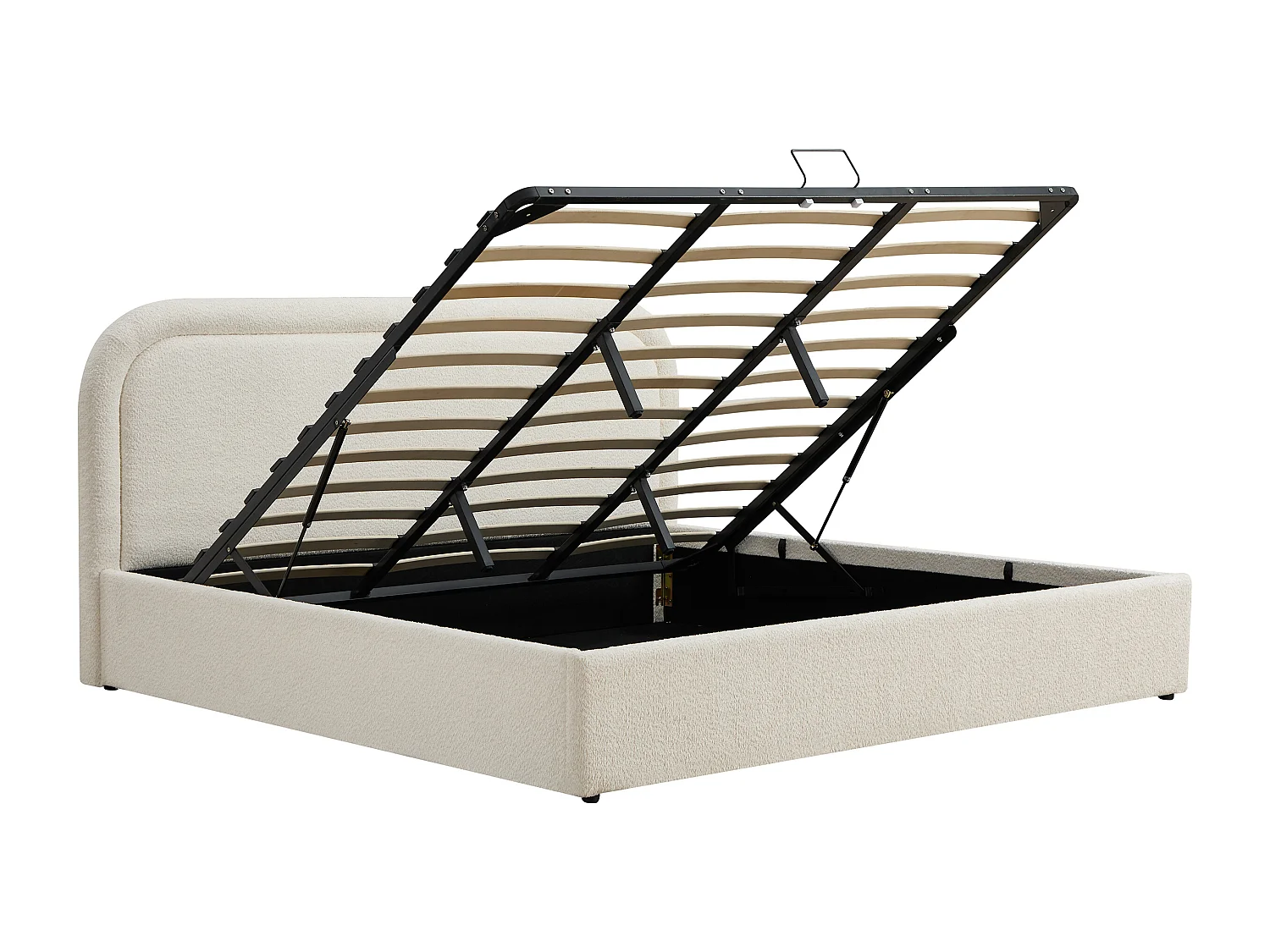 Lit coffre 200 x 200 cm - Tissu bouclette - Beige – FIDOZIA