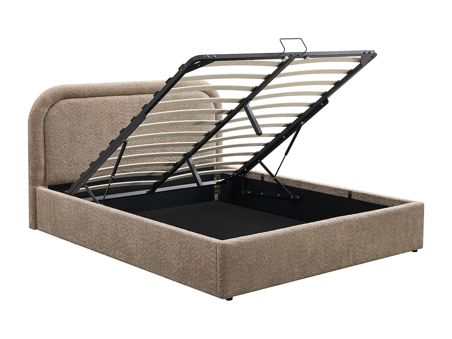 Lit coffre 140 x 190 cm - Tissu bouclette - Taupe – FIDOZIA
