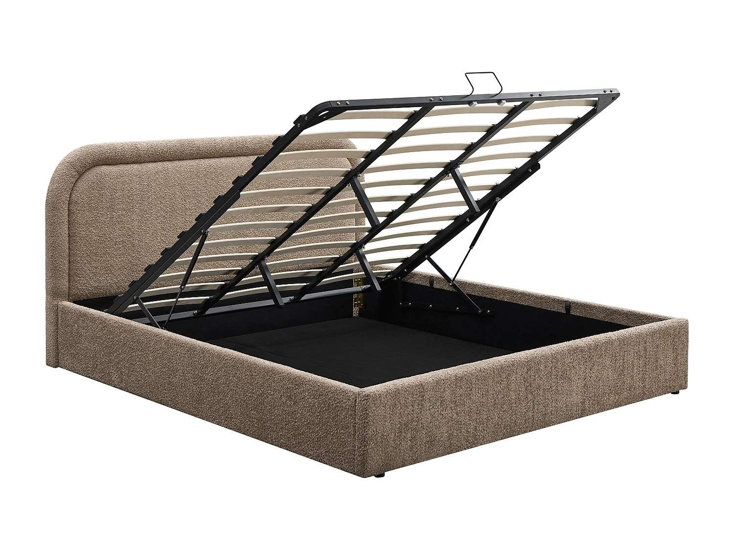 Lit coffre 180 x 200 cm - Tissu bouclette - Taupe – FIDOZIA