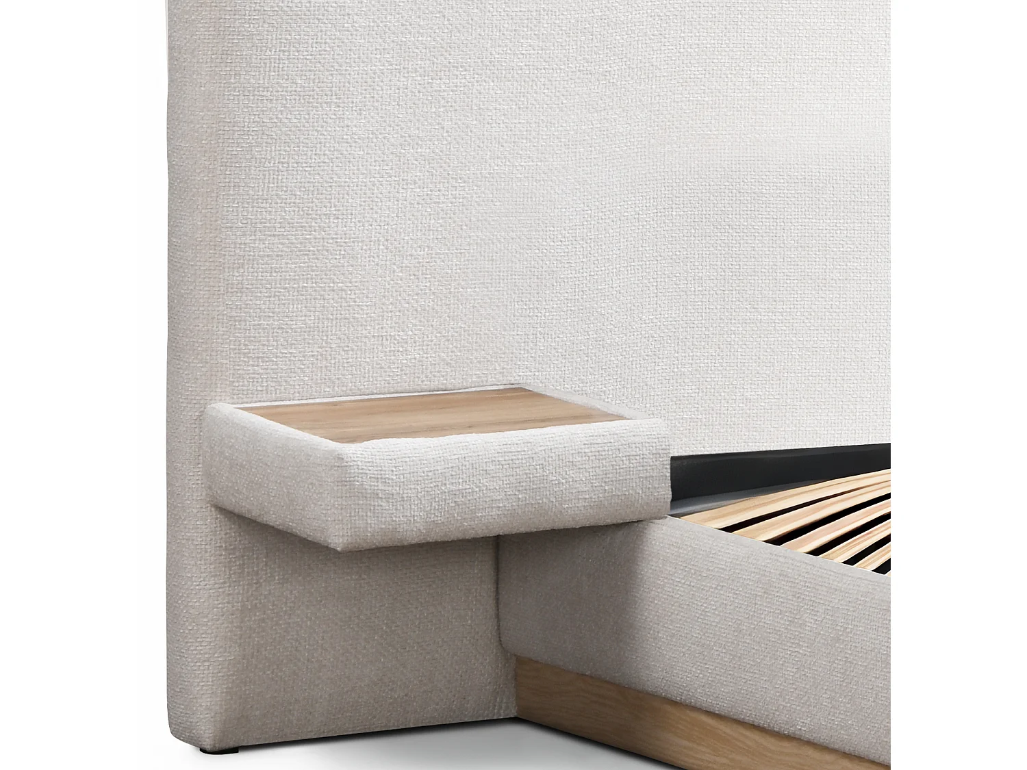Letto con contenitore con comodini 160 x 200 cm - Tessuto Testurizzato - Beige - MORIVALO di Maison Céphy