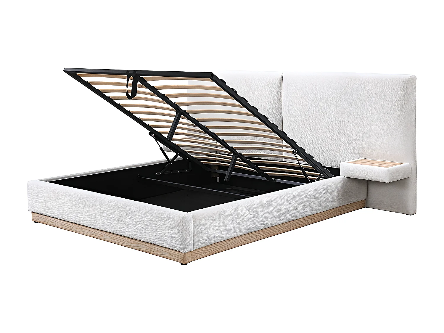 Letto con contenitore con comodini 180 x 200 cm - Tessuto Testurizzato - Beige - MORIVALO di Maison Céphy