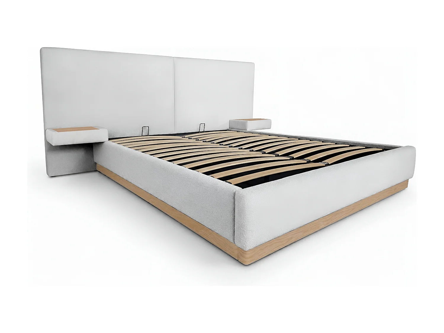 Letto con contenitore con comodini 180 x 200 cm - Tessuto Testurizzato - Beige - MORIVALO di Maison Céphy