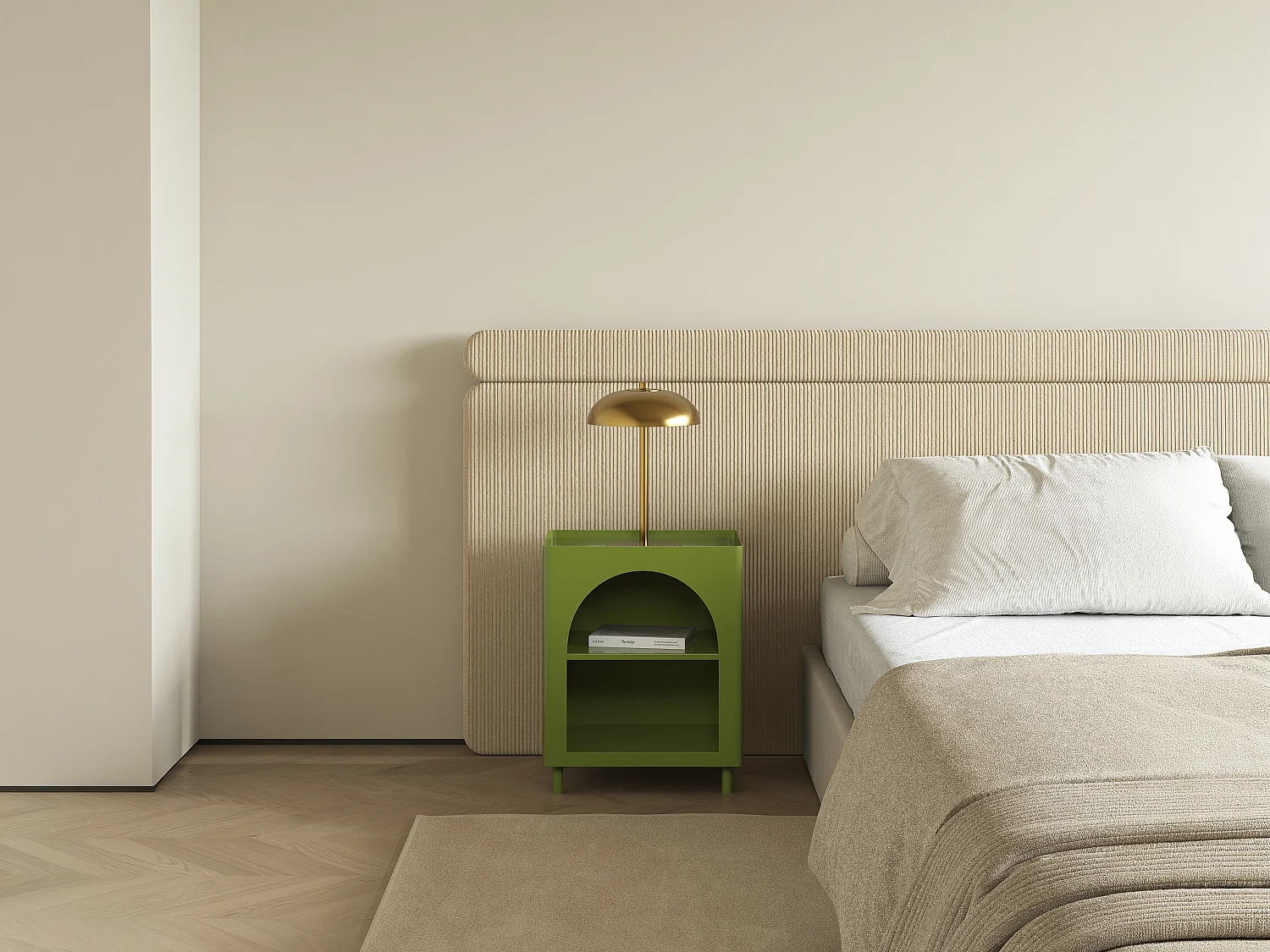 Table de chevet avec rangements - Métal - Vert olive - KITAKO
