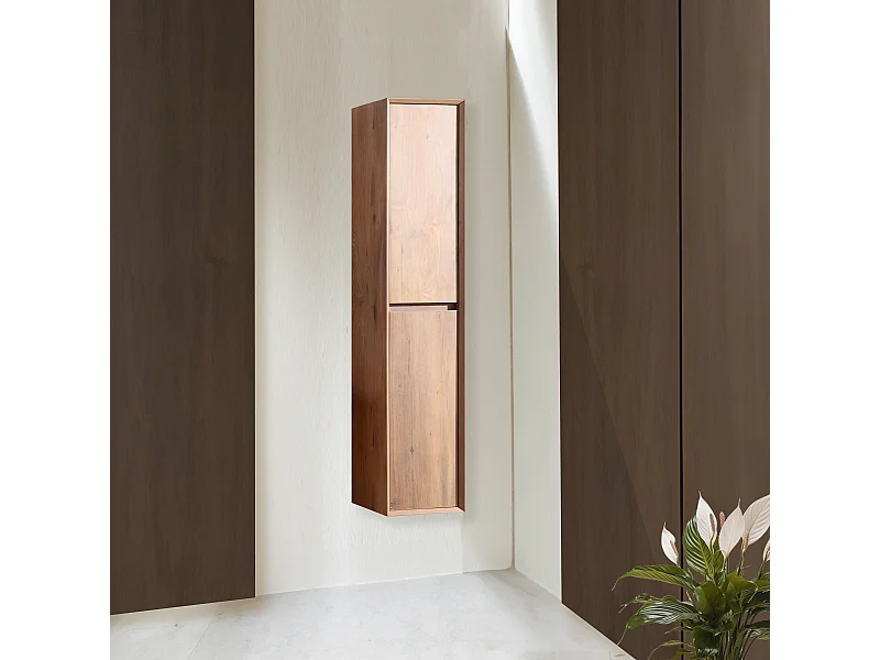 Colonne salle de bain 160 cm chêne brun Aquaroca