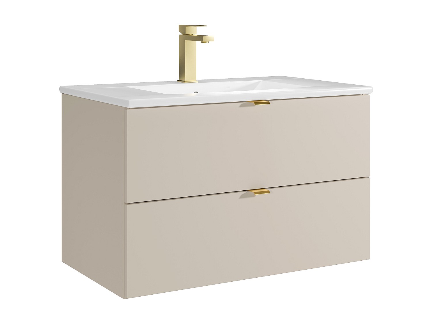Hängender Bad-Unterschrank mit Einbauwaschbecken & Armatur – Beige – 80 cm günstig online kaufen